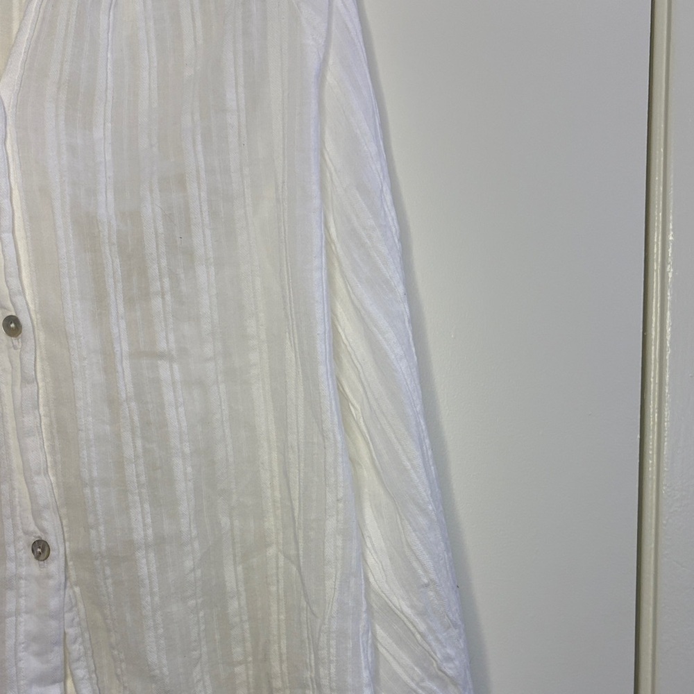 Cali by Cali Dreaming 100% Cotton Pleated Long Sleeve Kaya Shirt Pure White Med - Picture 6 of 11